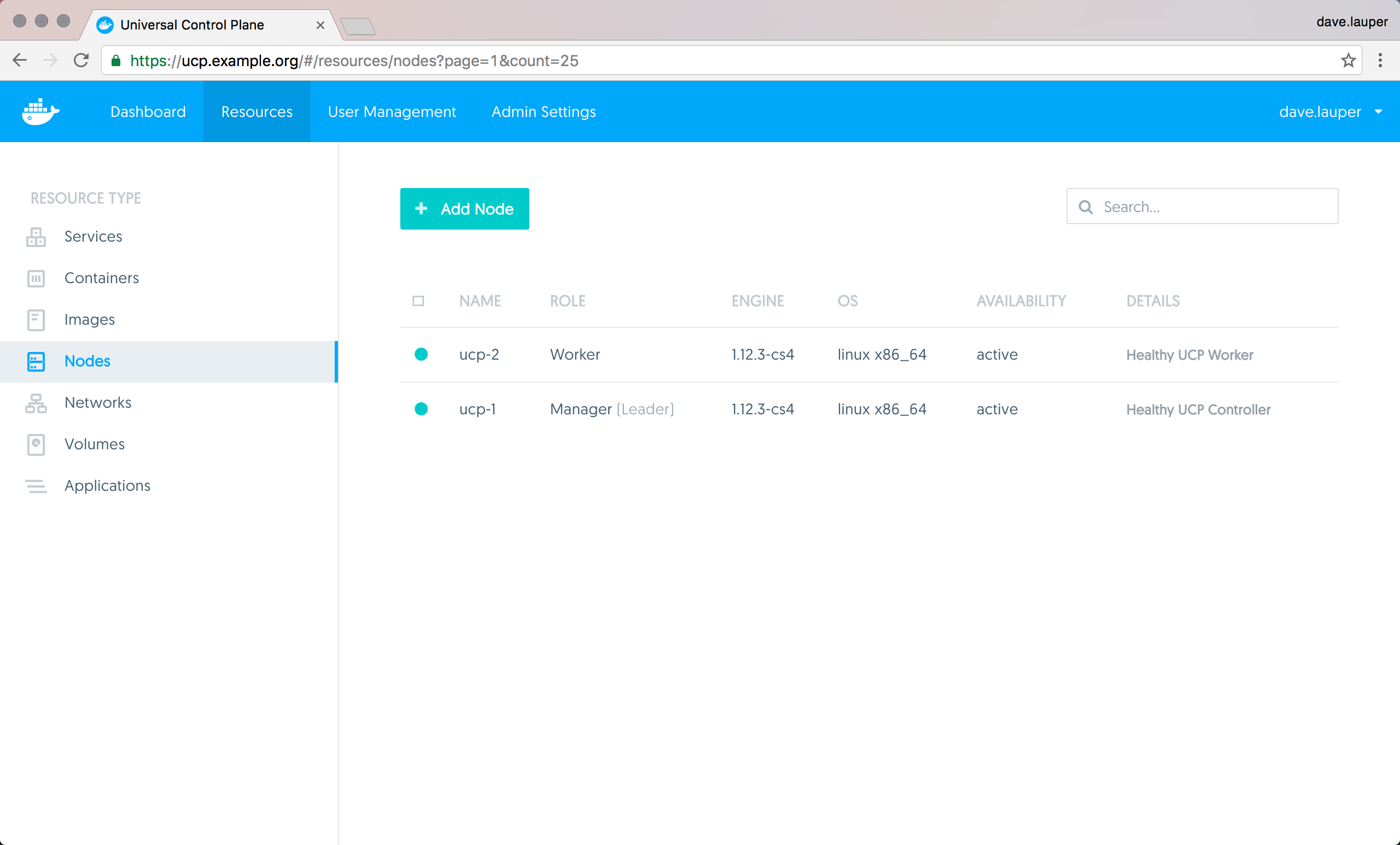 UCP dashboard